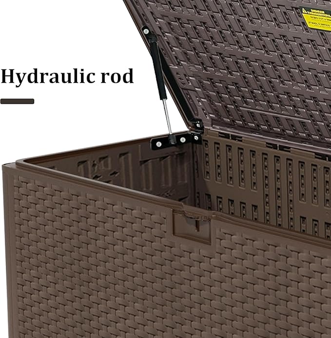 180 Pro Gallon Deck Box,Outdoor Storage Box Lockable,Waterproof for Patio Furniture, Garden Tools, Pool Accessories, Package Delivery Boxes For Outside, Brown