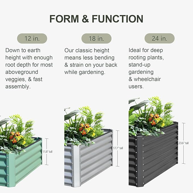 Domi Raised Garden Beds Outdoor, 6x3x2ft Thickening Tall Metal Rectangular Deep Root Box Planter for Vegetables, Flowers, Herbs, and Succulents 2" Deep w/ 256 Gallon Capacity - Silvery