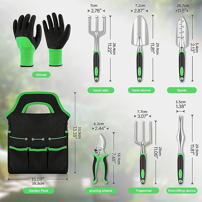 8-Piece Heavy-Duty Gardening Tools with Ergonomic Handles and Storage Bags Make A Wonderful Gift for Parents