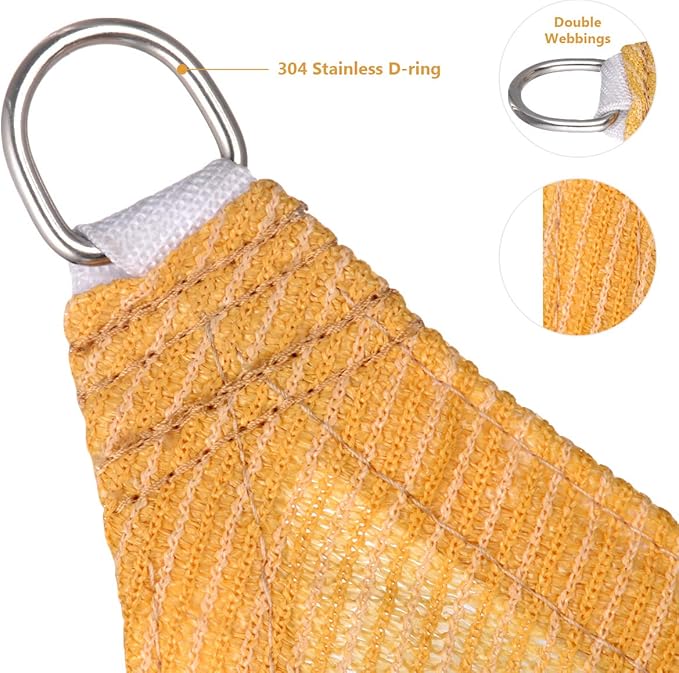 Eden's Decor Straight Flat-Edged Sun Shade Sail Rectangular 8' x 17' Wheat UV-Blocking Outdoor Canopy Fabric Cloth Awning for Pergola Patio Garden Backyard Custom Size