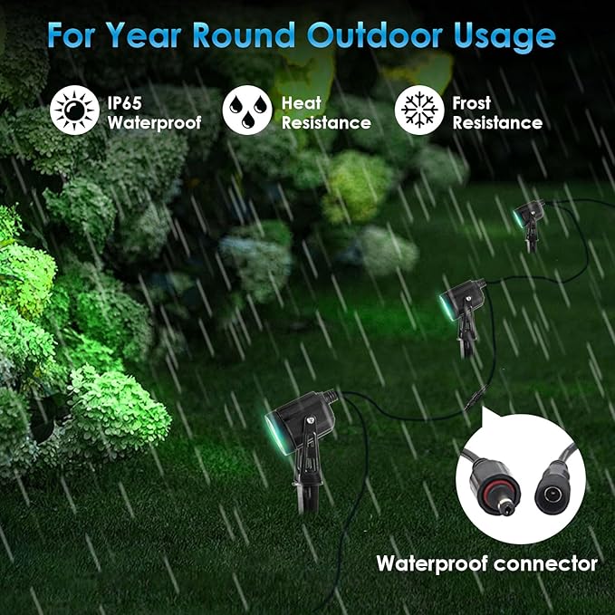 ECOWHO 25W RGB Color Changing Landscape Lights,1800LM Low Voltage LED Landscape Lighting 69ft Extendable LED Spotlight with Remote Transformer IP65 Waterproof for Garden Yard Pathway House 6 Pack