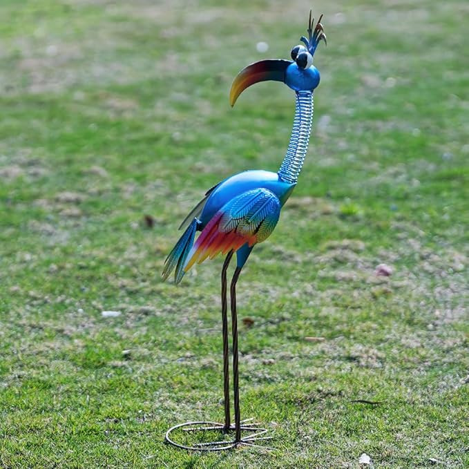 DREAMSOUL 30" Tall Bird Garden Statues Metal Standing Bird Outdoor Statues, 3D Funny Statue for Garden Patio Lawn