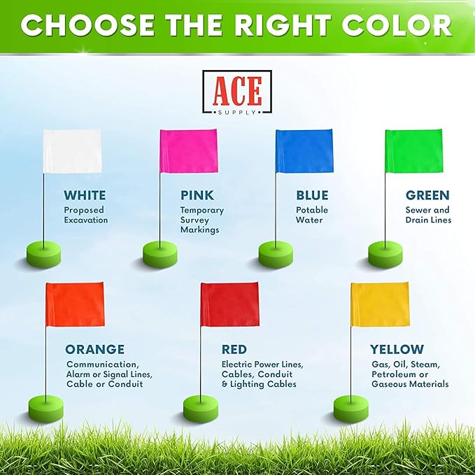 Fluorescent Lime Marking Flags 1000 Pack - 4x5x15 Inch Marker Flags for Outside - Markers For Lawn, Irrigation, Landscaping, Survey & Sprinkler Head Marking