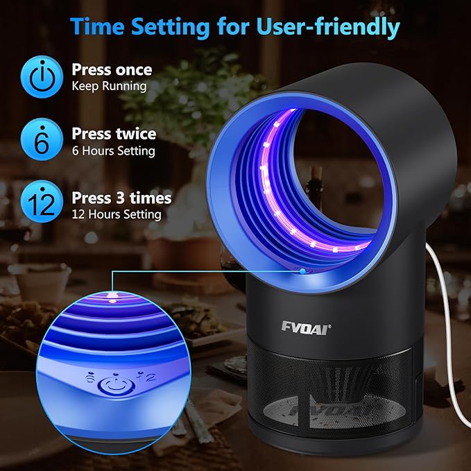 Fruit Fly Trap for Indoors, Fly Traps Indoor for Home Gnat Traps House Indoor, Bugs Trap with Time Setting, 10 Sticky Glue Boards Black