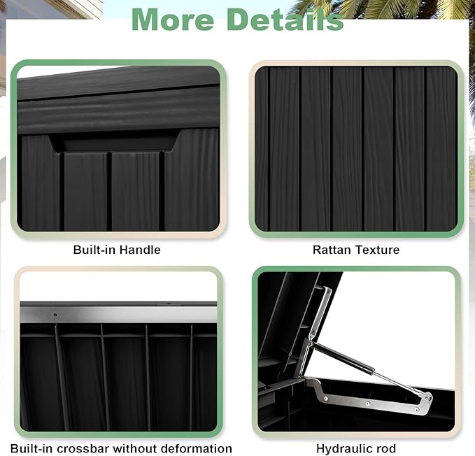 DRATO 80 Gallon Deck Box, Outdoor Storage Box for Patio Furniture, Patio Cushions, Gardening Tools, Pool Supplies 480lbs Weight Capacity,Waterproof Resin Storage Boxes