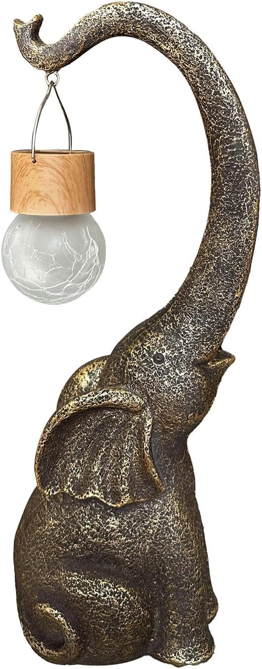 Elephant Statue Solar Garden Decor with Glass Ball Lights,Outdoor Elephant Decor for Birthday Gifts Women, Garden, Patio, Yard, Lawn