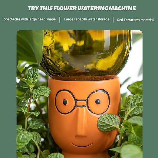 8 Pack Terracotta Watering Spikes, Vacation Self-Watering Planters Devices - Continuous Moisture with Slow Release Watering System - Perfect for Indoor Outdoor Plants (Big head-2pc)