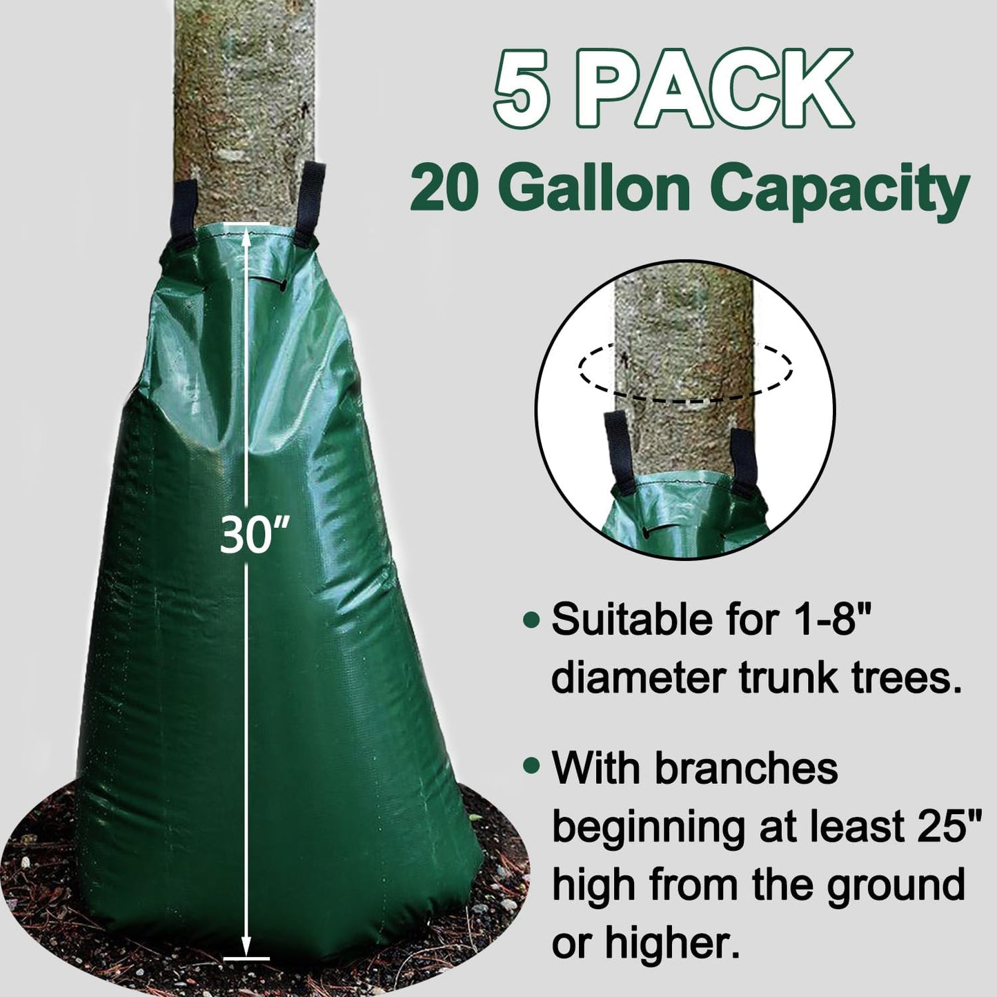 12 Pack 20 Gallon Tree Watering Bags, Reusable, Heavy Duty, Slow Release Water Bags for Trees, Premium PVC Tree Drip Irrigation Bags