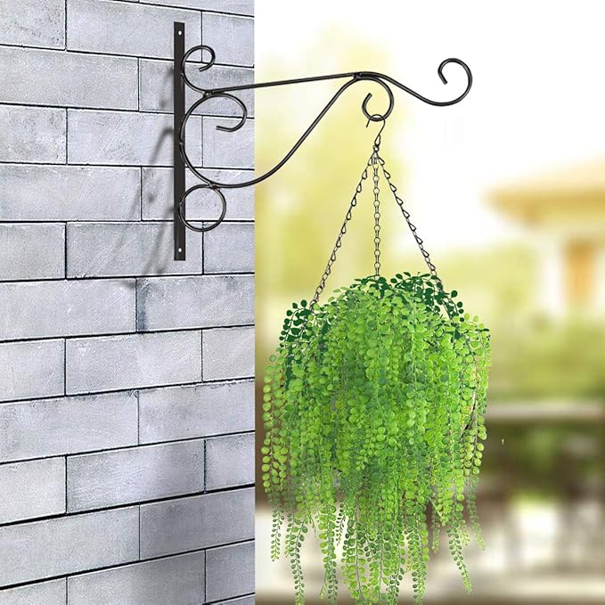 Hanging Plant Basket Flower Holder (2pack, 14 inch)-Metal Wire Round Hanging Basket Planter with Coco Fiber Liners for Plants Flower Pots Indoor Outdoor Garden Porch and Balcony Decor