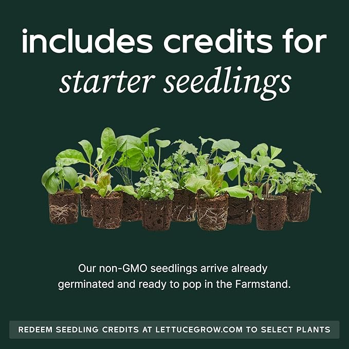 Farmstand Starter Kit + 12 Seedling Credits | Tiny Hydroponic Growing System Kit | Self-Watering Outdoor Vertical Garden Planter Tower | 3ft 8in | Made in USA