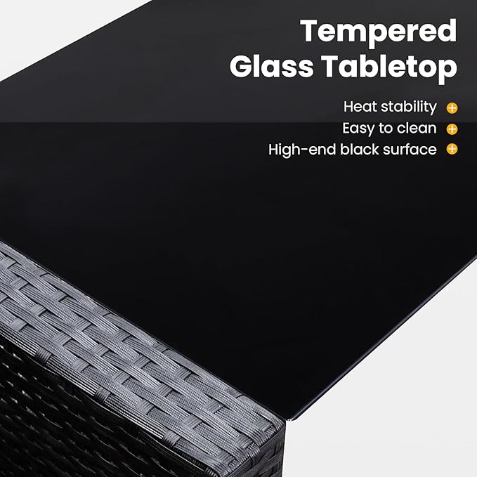 4 Piece Outdoor Patio Furniture Set,Wicker Conversation Sets Outdoor Sectional Patio Sofa Couch with Cushions & Coffee Table for Outside, Garden, Balcony, Porch,Black/Grey