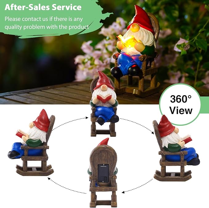 Goodeco Solar Gnome Statue for Garden - Perfect Relaxing Home or Outdoor & Fairy Garden Decor, Great as Birthday or Mom Gifts- 5.7x8.1 in