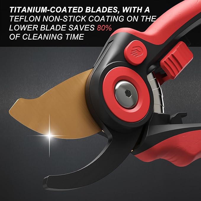 FLORA GUARD Bypass Pruning Shears 8.2" – Ultra Sharp SK5 Steel Blades with Titanium Coating, Ergonomic Rubber Handle Hand Pruners for 3/4" Branch Cutting, Garden Shears for Yard & Fruit Trees