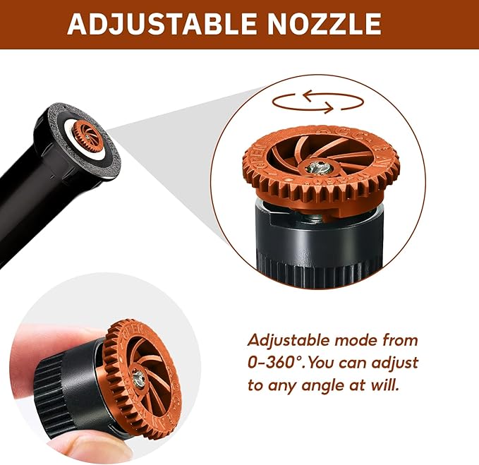 10 Pieces Variable Arc Nozzle, Replacement Pop-up Sprinkler Heads Compatible with Most of Adjustable Pop Up Sprinkler Spray Head for Garden Lawn Irrigation (8AN)