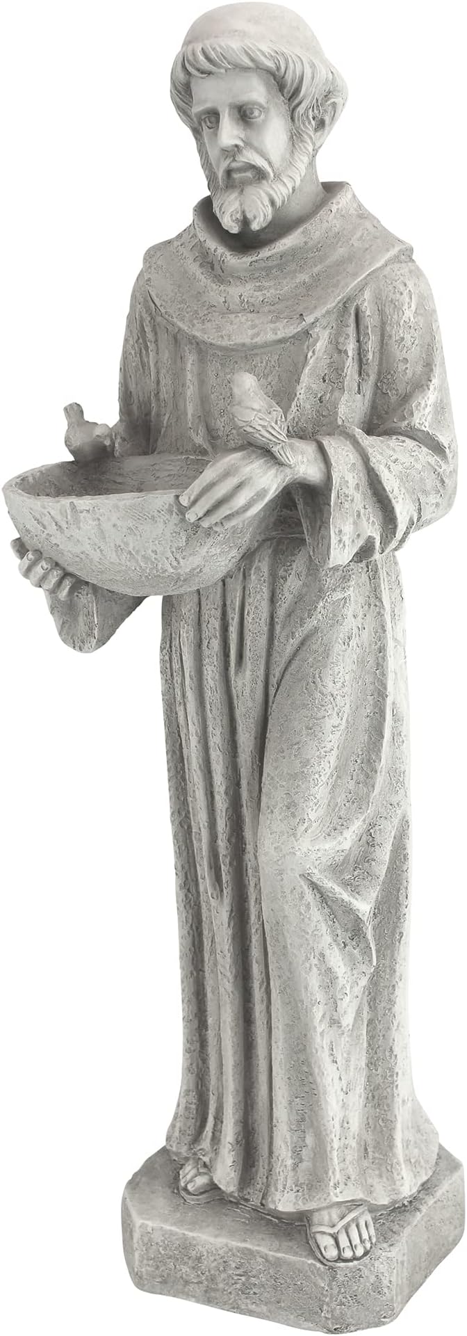 Design Toscano Nature's Nurturer Francis Assisi Religious Garden Decor Statue Bird Bath Feeder, Small, 20 inch, Cast Stone Resin, Antique Stone Finish