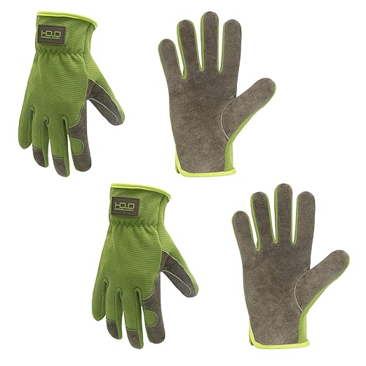 HLDD HANDLANDY 2 Pairs Leather Gardening Gloves for Men, Utility Work Gloves for Gardening, Yardwork, Construction, Mechanics, Great Garden Gifts for Men Women