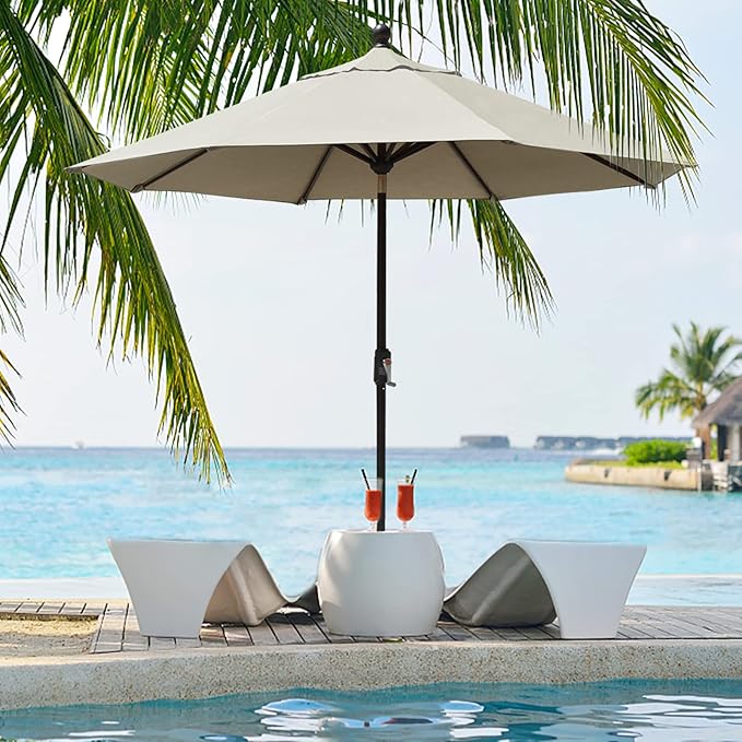 EliteShade USA 10-Year-Non-Fading 9Ft Market Umbrella Patio Umbrella Outdoor Table Umbrella with Ventilation, Antique Beige