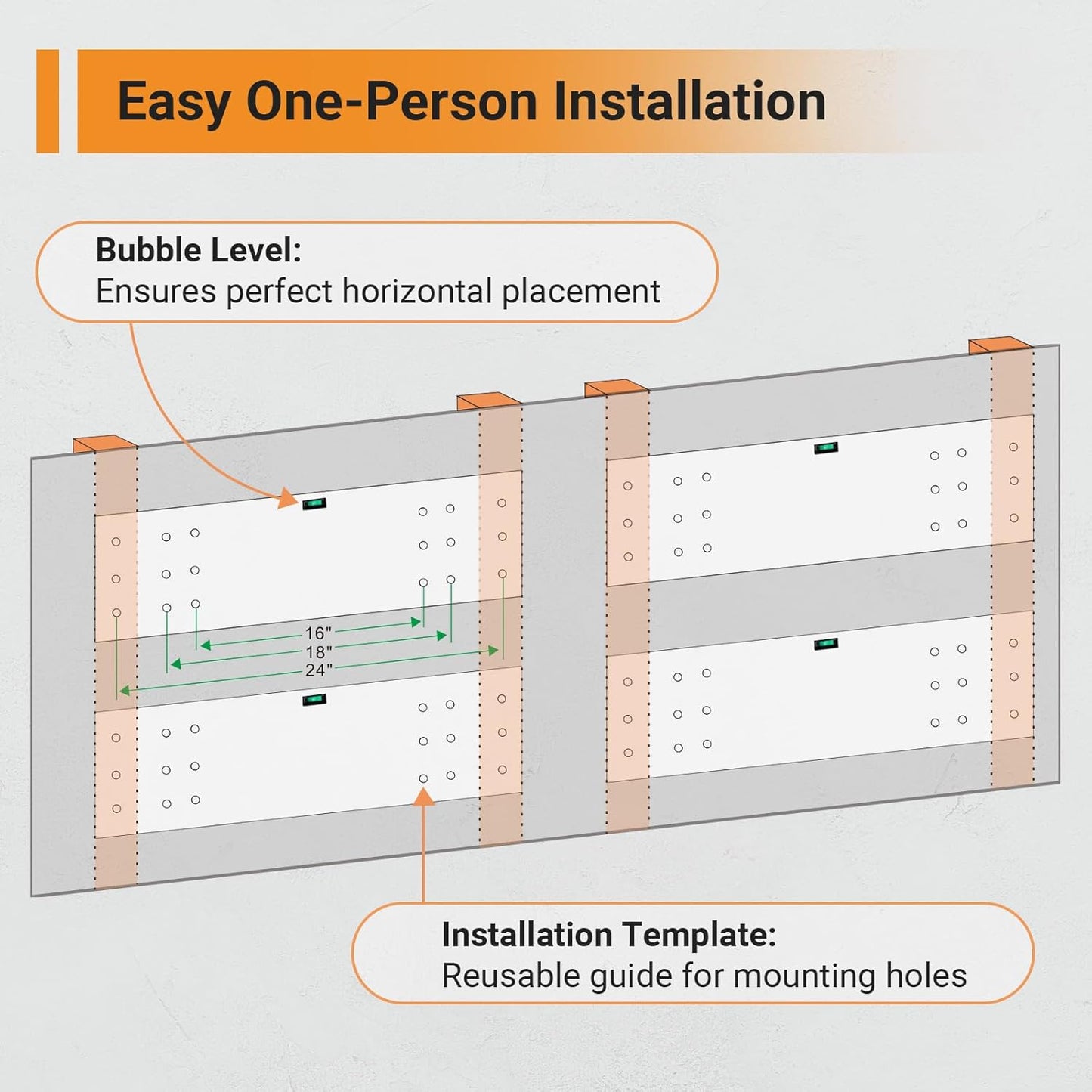 2x6 ft Garage Shelving, 2-Pack Wall-Mounted Shelves for Garage, Kitchen, Pantry Storage, 800 lbs Total Load Capacity Storage Wall Shelving, White