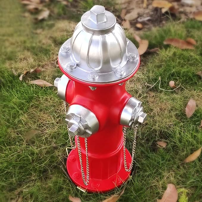 Fake Fire Hydrant for Dogs to Peed on, Dog Fire Hydrant Pee Post, 14.5" Backyard Decor Outdoor Statues Firefighter Gifts for Men (14.5")