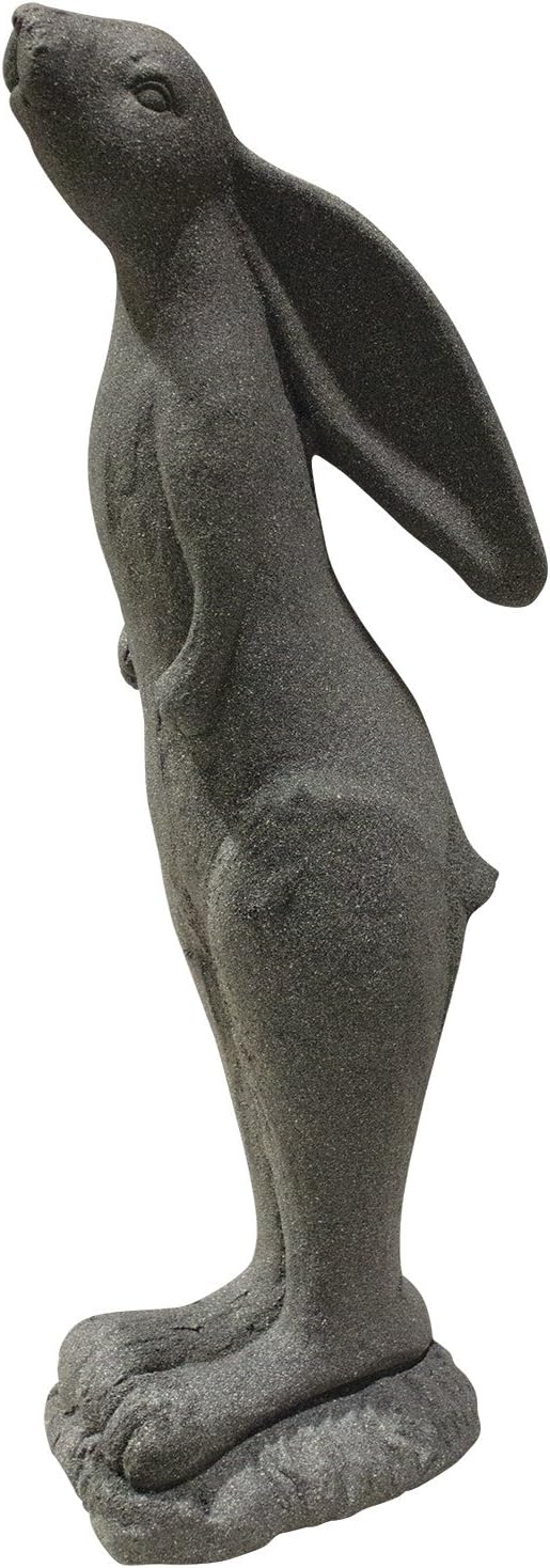 EMSCO Group Whimsical Rabbit Statue – Natural Granite Appearance – Made of Resin – Lightweight – 29” Height