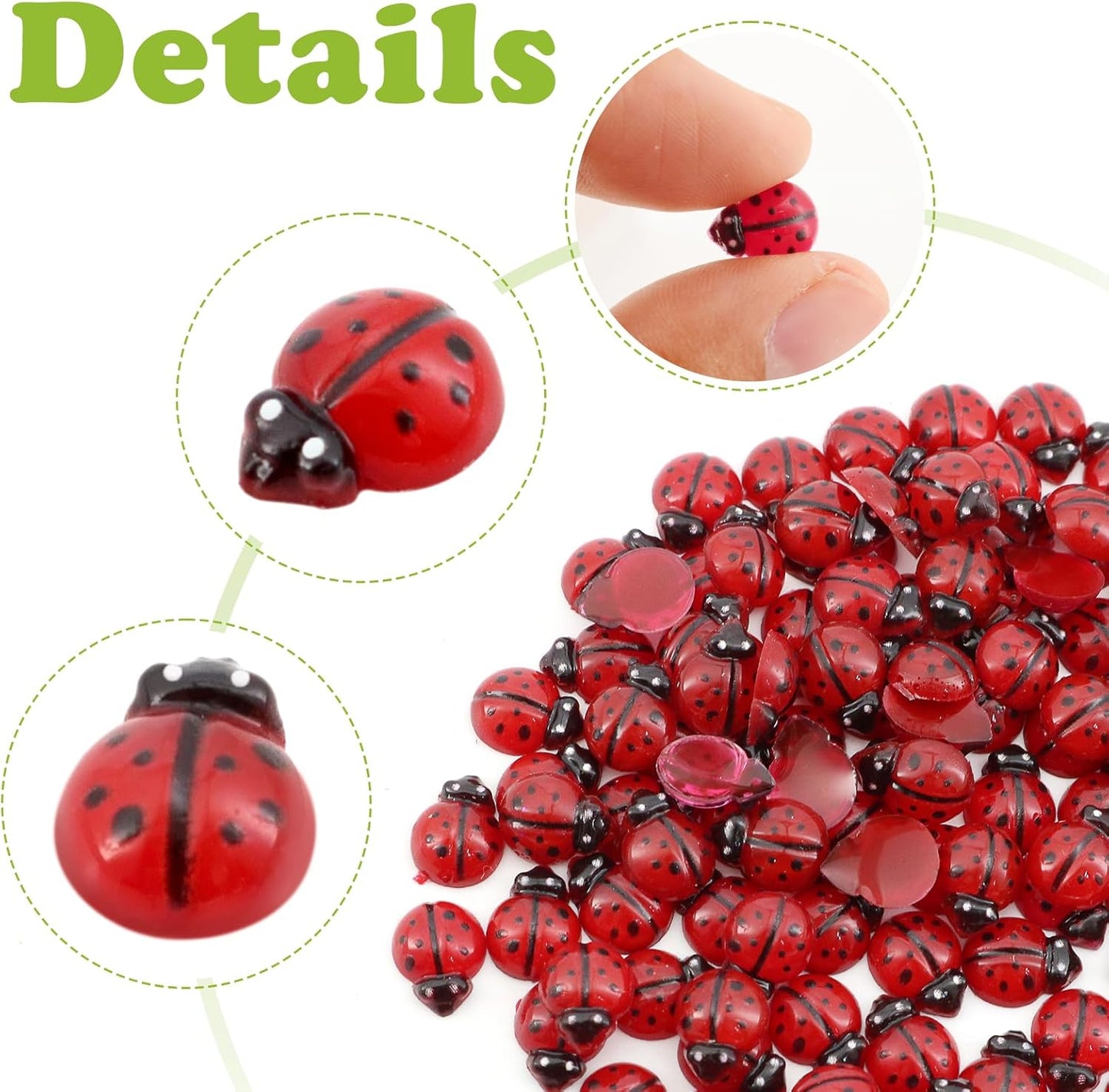 120PCS Mini Luminous Ladybug, Tiny Resin Ladybug Miniature Figurines, Glow in Dark Animals for Fairy Garden Dollhouse Micro Landscape Decor