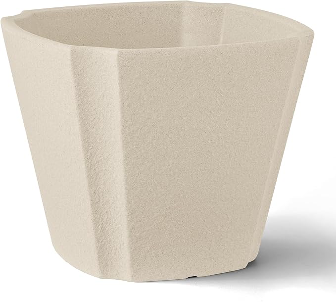 ARBORA 20" Monaco Square Polyresin Indoor and Outdoor Planter with Classic Cream Finish - Durable, Weatherproof, Lightweight, Large Plant Pot for Patio, Garden, Deck, Entryway