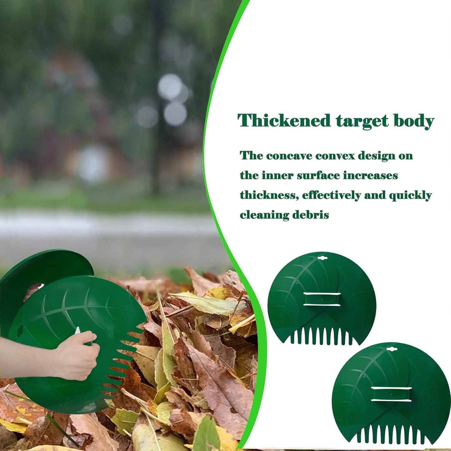 Eastrans 2set Leaf Scoops and Hand Rakes,Leaf Claws for Picking up Leaves,Grass Clippings and Lawn Debris,Dark Green,4pcs