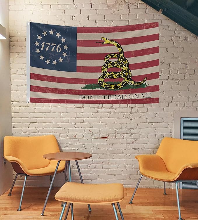 Don't Tread On Me Flag 1776 Flag 3x5 Ft Retro American Flag Polyester Double Sided Mirror Printing Outdoor House Patriotic Banner Decorate