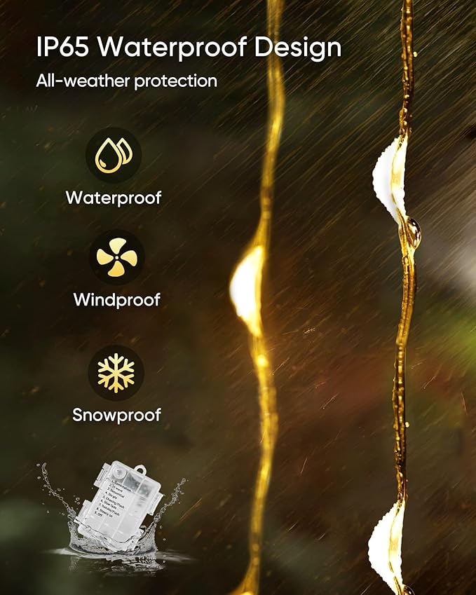 Homemory 4 Pack 20 Ft 60 LED Fairy Lights Battery Operated Christmas Lights with Remote Waterproof 8 Modes Firefly Twinkle String Lights for Party Bedroom Wedding Halloween Decorations