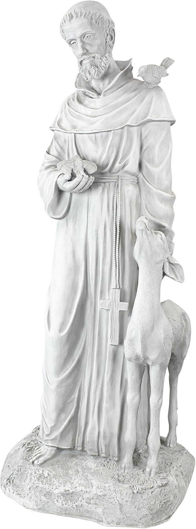 Design Toscano Francis of Assisi, Patron of Animals Religious Garden Decor Statue, 37 inches Tall, Cast Stone Resin, Antique Stone Finish