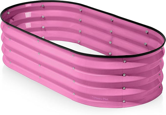 Galvanized Raised Garden Beds Outdoor // 4×2×1 ft Planter Raised Beds for Gardening, Vegetables, Flowers (Pink) // Large Metal Garden Box