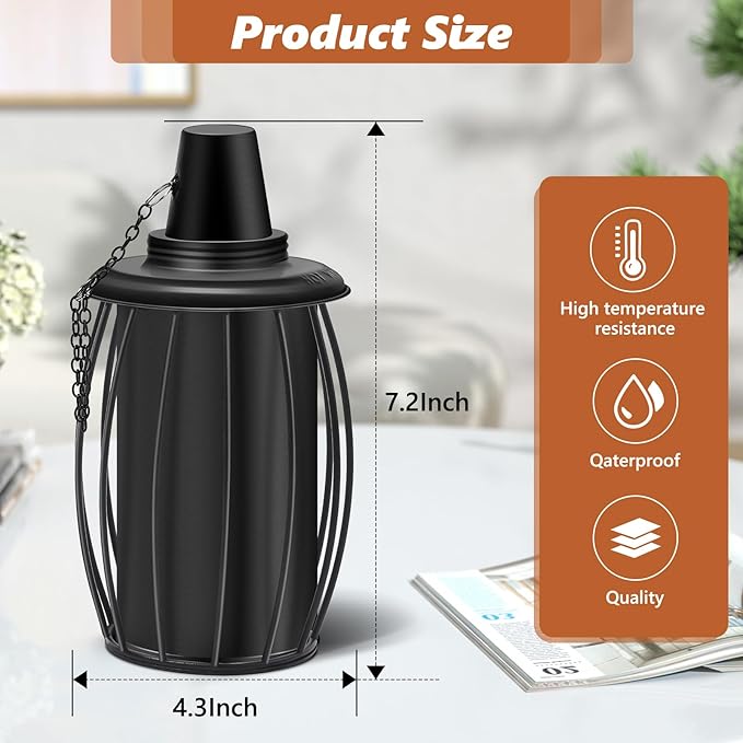 6-Pack Upgraded Torch Canisters,16oz Replacement Torch Refillable Canisters with Wicks,Caps, Outdoor Citronella Fuel Torch Canister for Luau Party, DIY Garden Decor.