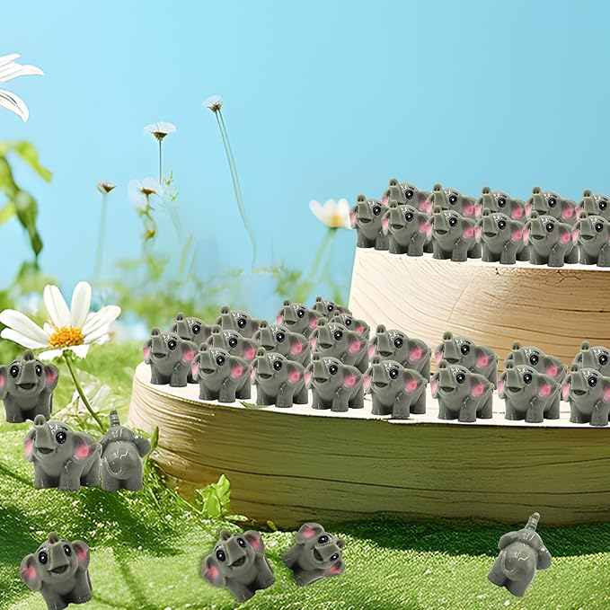 50 Pcs Mini Elephant Figurines for Fairy Gardens,Miniature Landscapes, Micro Landscape be Used for Various DIY Projects and Decorative，2 inches Long, 1 inch Wide, 1.2 inches high