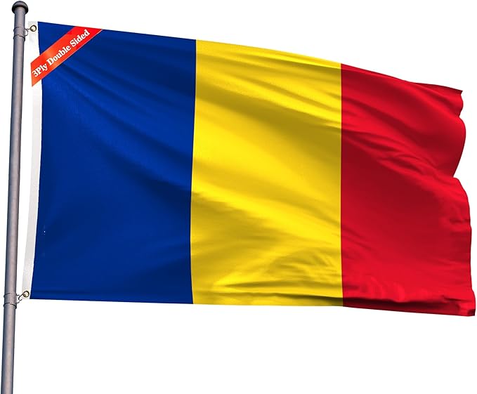 Double Sided Romania Flag 2x3FT Romanian National Polyester Banner With 2 Grommets Fade Resistant Vivid Color For Patriotic Festival Events Party Decoration(Romania, 2x3FT-3ply)