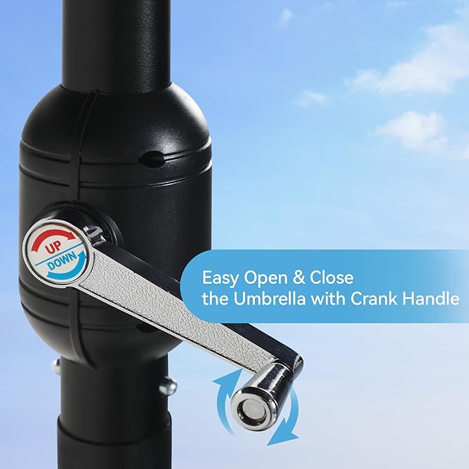 GREEN PARTY 15 ft Rectangle Patio Umbrella with Base Included, Double-Sided Table Umbrella with Crank, Large Outdoor Umbrellas for Patio Poolside Garden Backyard, Beige