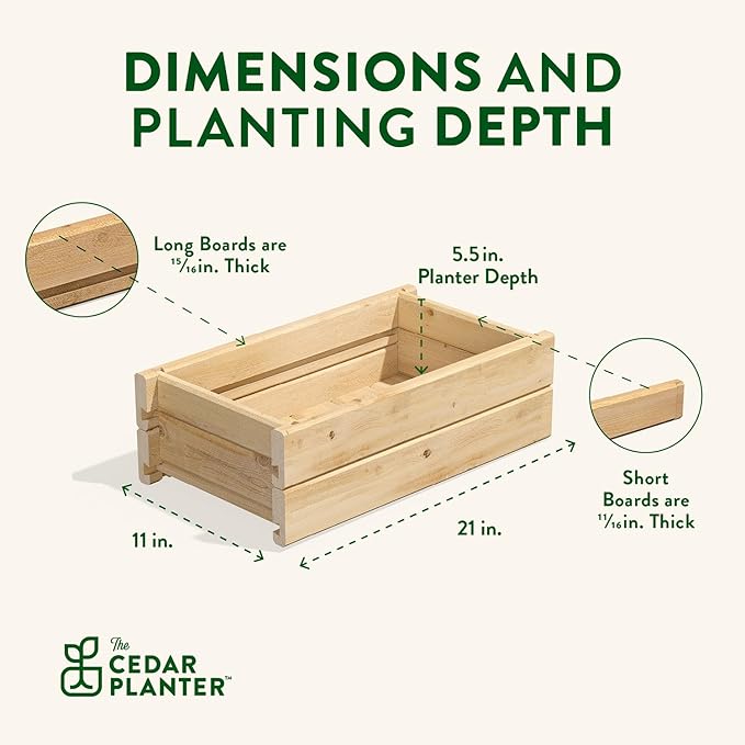 Greenes Fence Cedar Wood Planter Box, 21" x 11" x 7" (4-Pack) - Made in USA with North American Cedar
