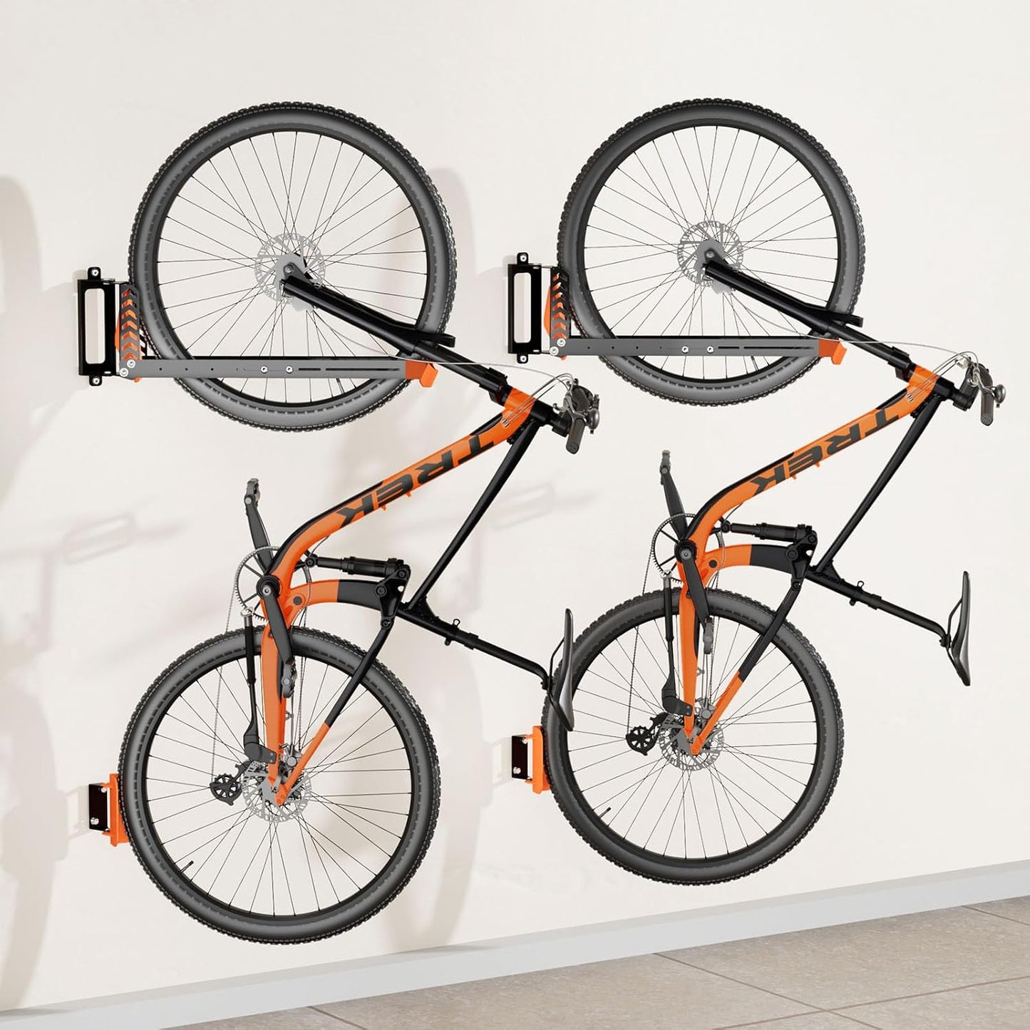 2-Pack Swivel Bike Rack Wall Mount, Bike Hangers for Garage, Space-Saving Vertical Bike Holder, Holds up to 77 lbs, Bicycle Wall Hanger Storage, No Heavy Lifting Required Indoor Hanging Bike Rack