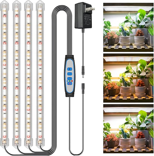 Grow Lights for Indoor Plants, 16" Full Spectrum Plant Grow Light Strip with Upgrade Timer 6/12/16 Hrs, 3 Spectrum Modes, 240 LEDs Sunlike Growing Lamp for Seedlings Hydroponics Succulent