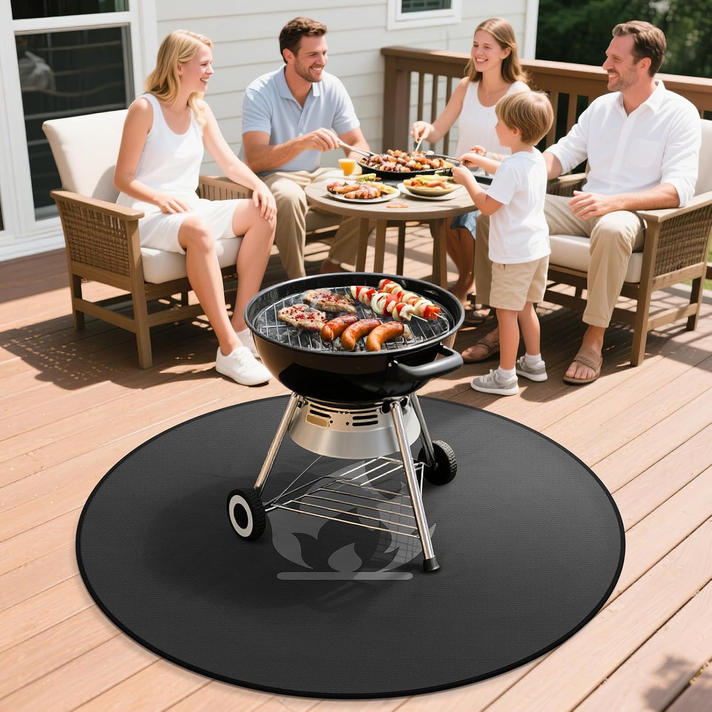 48" Fire Pit Mat for Solo Stove Bonfire: Round Fireproof Under Grill Mat Heat Insulated Indoor Fireplace Pad Protector for Decks, Patios, Grass, BBQ Smoker, Portable Reusable Oil-Proof and Waterproof