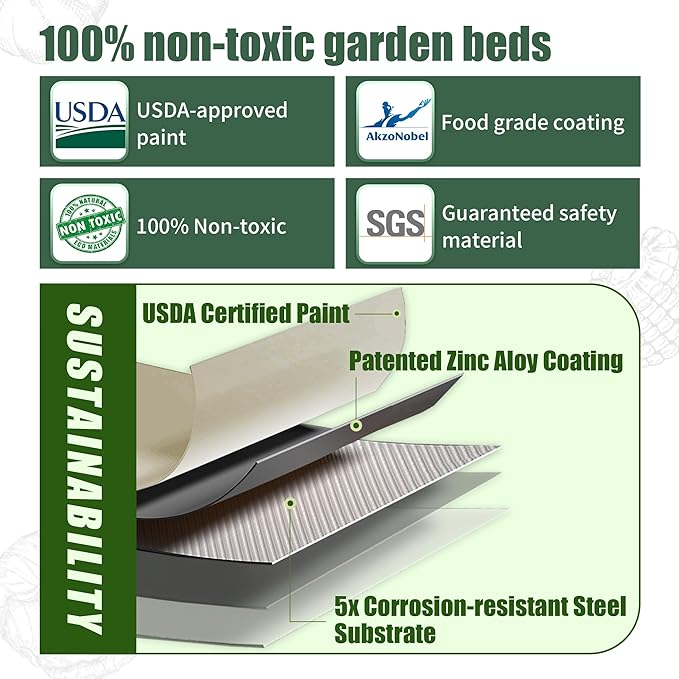 8 X 2 X 1.4Ft Raised Garden Beds Kits, Galvanized Raised Garden Beds Outdoor Planter Box for Vegetables, Gardening, Flowers, Fruits etc(Ivory)