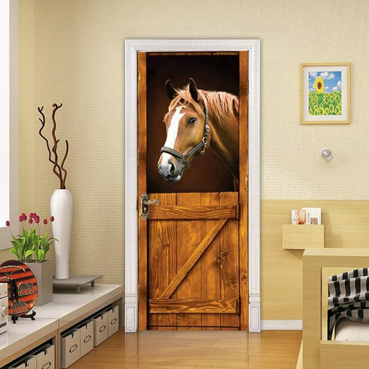 3D Peel and Stick Murals - Horse - Wallpaper Self-Adhesive Decals Removable PVC Waterproof Door Poster for Bedroom Living Room 30.3" x 78.7"