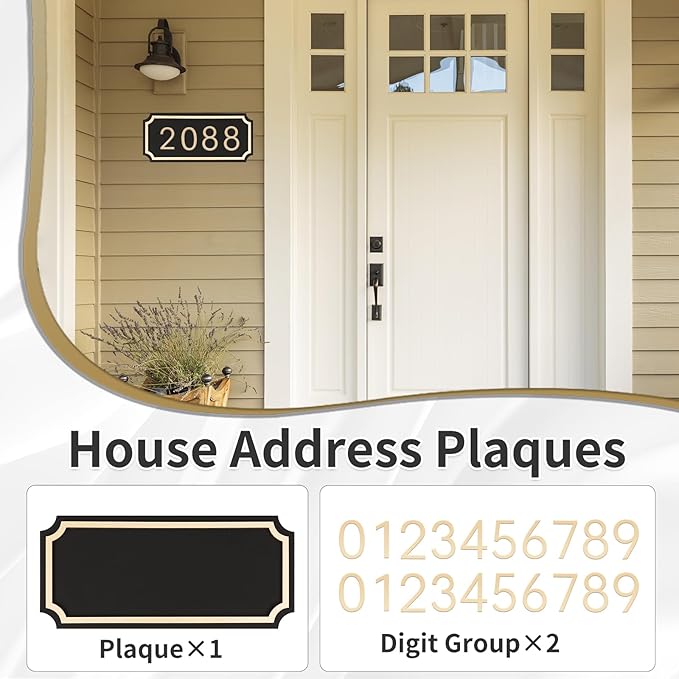 House Numbers for Outside, Address Plaques, Mailbox Numbers, Two Sets of Numbers from 0-9, Personalized Address Signs for House, Mailbox, Apartment, Office, Hotel, Classroom, Garden. Decorative Numbers Plaque.