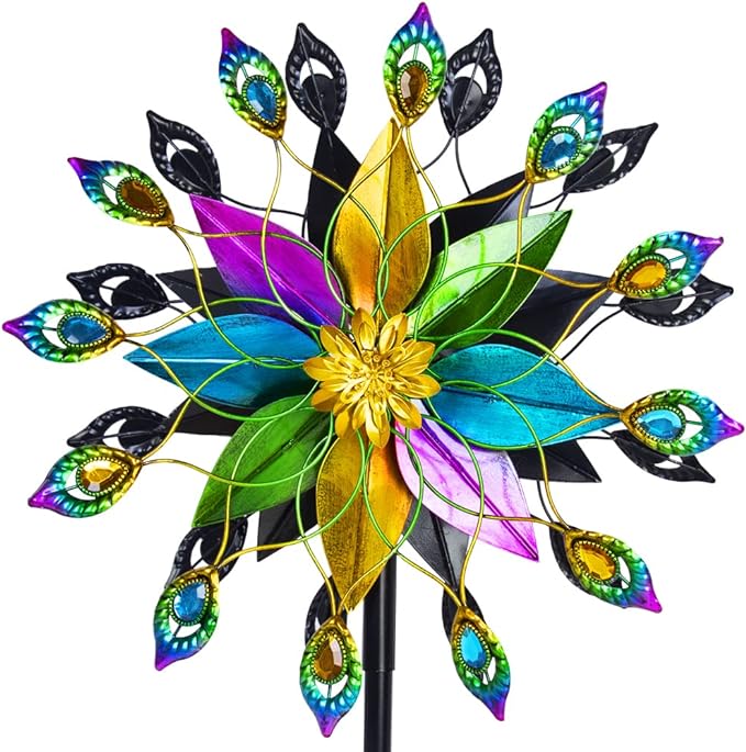 DREAMYSOUL Outdoor 360 Degree Wind Spinner, Metal Wind Spinners for Yard and Garden Large Wind Sculpture Garden Decor (66 * 16 Inches)