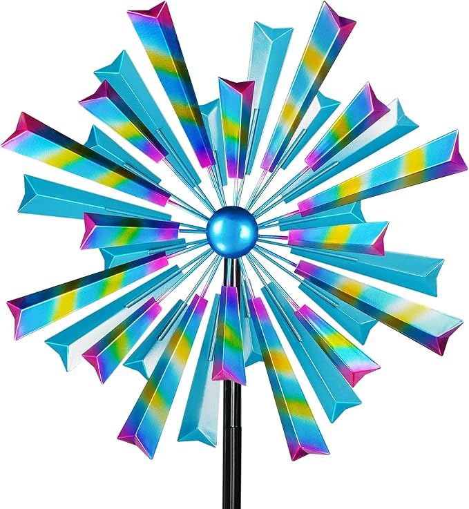 Decoroca Wind Spinners Outdoor Metal Large - 72in 360 Degrees Rainbow Wind Spinner for Outdoor Yard, Patio, Lawn & Garden Sculptures - Rare Square Fan Blade Design - Used to Adjust Mood in Garden
