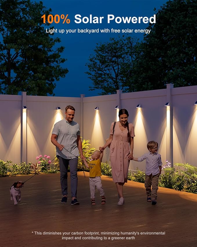 12 Pack Decorative Solar Powered Fence Lights Outdoor Waterproof with Warm White LED Spot Lens, for Outside Deck, Patio, Yard, Rail, Garage, Designed for Wall Lighting, Easy Install ( White Shell )