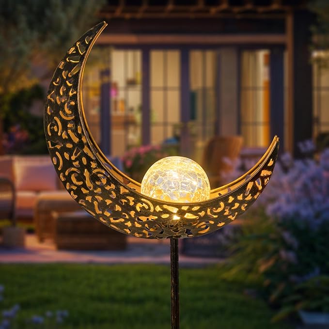 HOMEIMPRO Moon Solar Lights Outdoor Garden Decor Gifts for Women,Waterproof Stakes Yard Decorations for Lawn, Patio Accessories, Backyard Ornaments Birthday,Mothers Day Gifts Mom Grandma (Bronze)