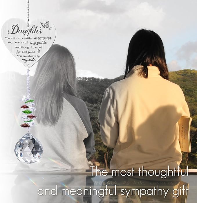 Daughter in Heaven Memorial Crystal Suncatcher, Memorial Gifts for Loss of Daughter, Loss of Daughter Sympathy Gifts, Bereavement Gifts for Loss of Daughter Rainbow Maker Hanging Decoration