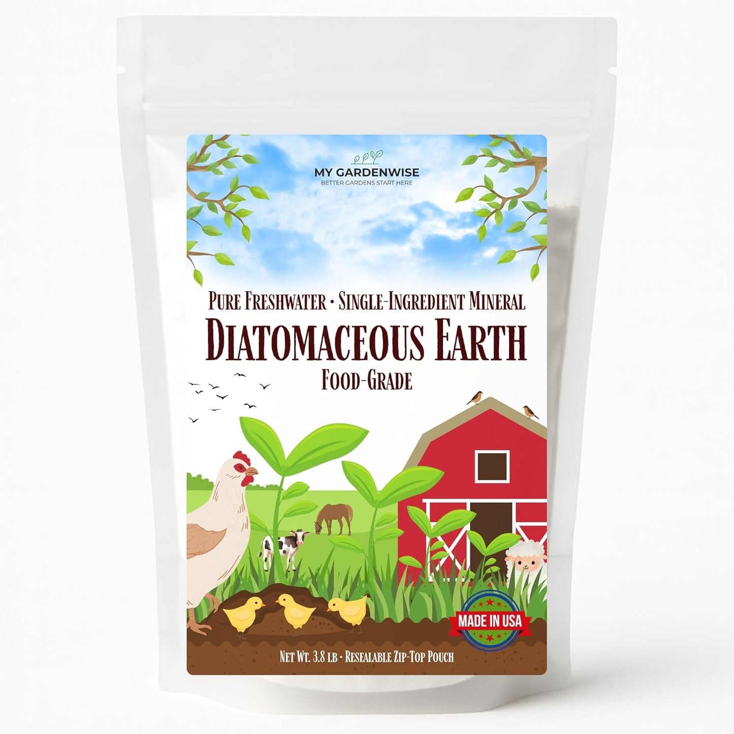 Diatomaceous Earth Food Grade – Diatomaceous Earth (DE) Powder – Pets & Plants Safe – Made in USA (3.8 lb)