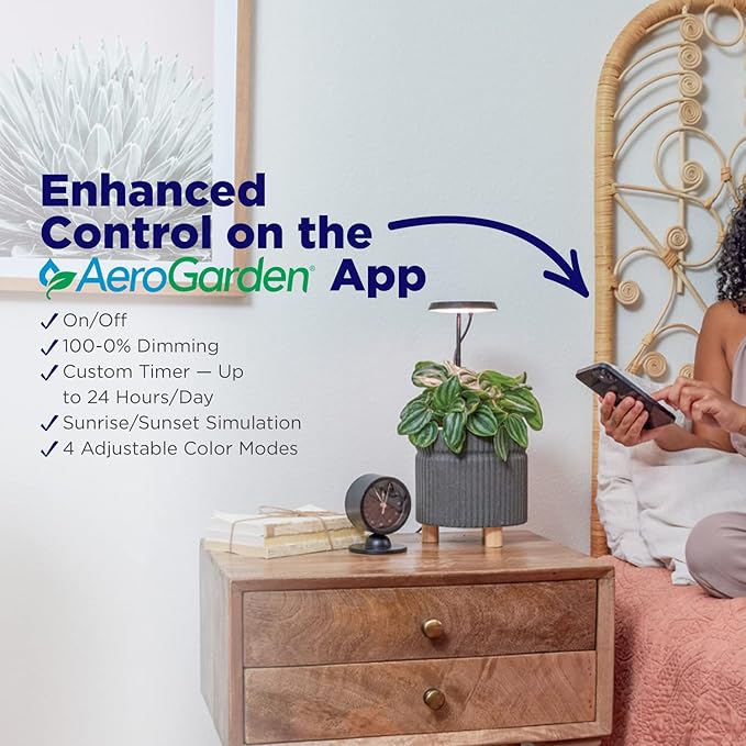 AeroGarden Stem Grow Light for Indoor Plants, Grow Live Plants Anywhere in The Home, Adjustable Light Modes, Black (Only Light)