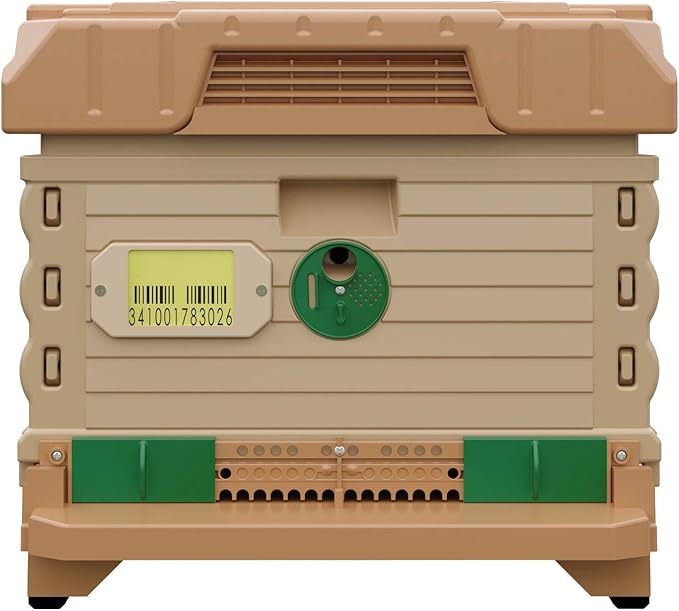 Ergo Insulated 10 Frame Bee Hive Set [NO Frames Included] (Single Hive, Tan Body Green Entrance)